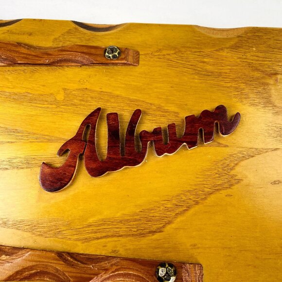 Vintage Wooden Photo Family Album With Hinged Cover U Scrapbook - Picture 2 of 7